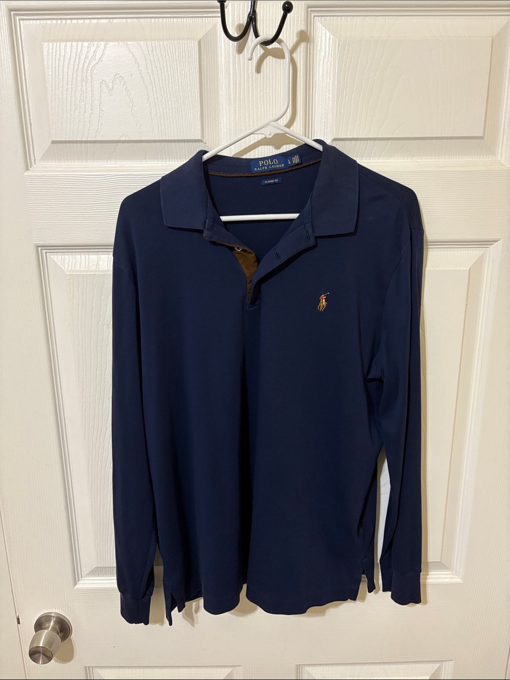 Polo by Ralph Lauren Navy Long Sleeve Polo with Embroidered Pony